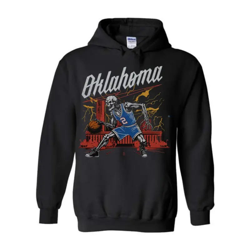 Oklahoma City Basketball Shirt - Graphic Tees - Skeleton Shirt - Vintage - Oklahoma City Shirt