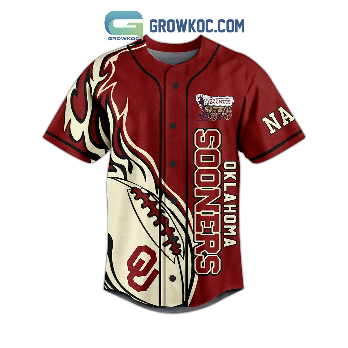 Oklahoma Sooners Schooner Personalized Baseball Jersey