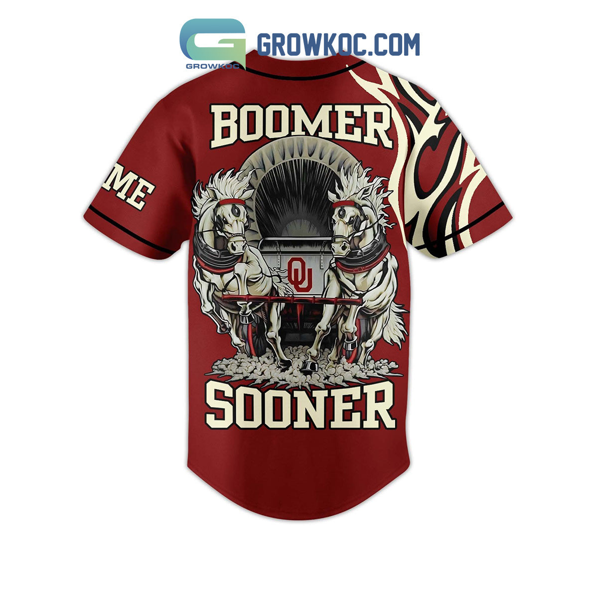 Oklahoma Sooners Schooner Personalized Baseball Jersey