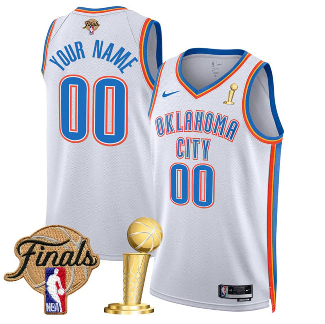 Oklahoma City Thunder Active Player Custom White 2025 Finals Patch And Finals