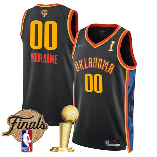 Oklahoma City Thunder Customized Black 2025 Finals Patch And Finals Champions