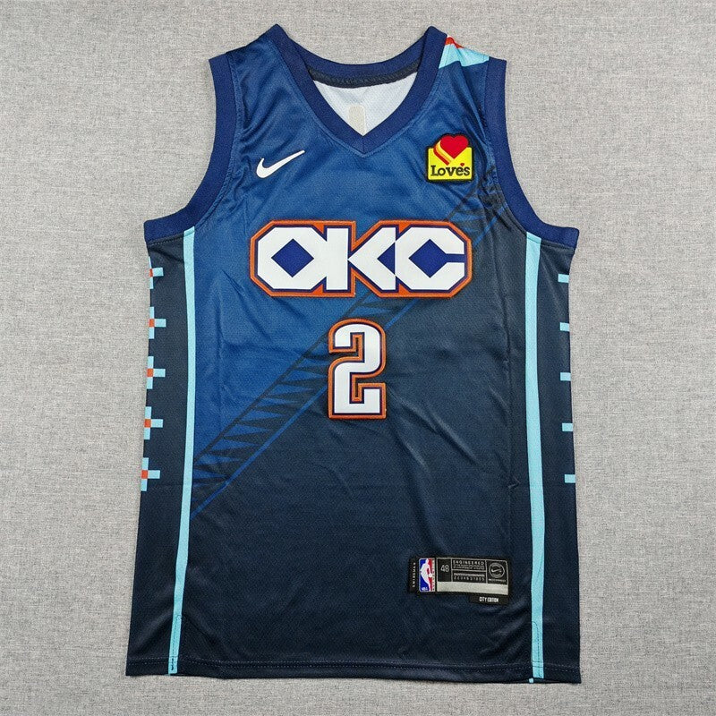 Oklahoma City Thunder #2 Shai Gilgeous-Alexander 26 Thunder 2 Blue City Edition Style 2