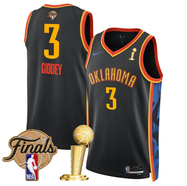 Oklahoma City Thunder #3 Dillon Jones Black 2025 Finals Patch And Finals Champions