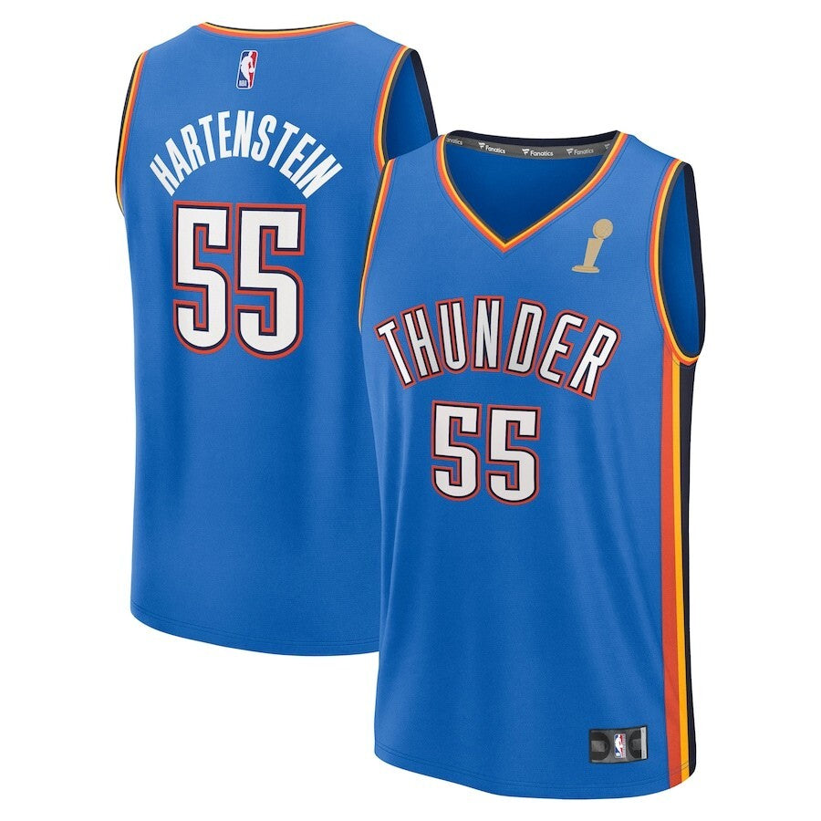 Oklahoma City Thunder #55 Isaiah Hartenstein 2025 NBA Finals Champions Fast Break Replica Player Jersey - Blue - Icon Ed