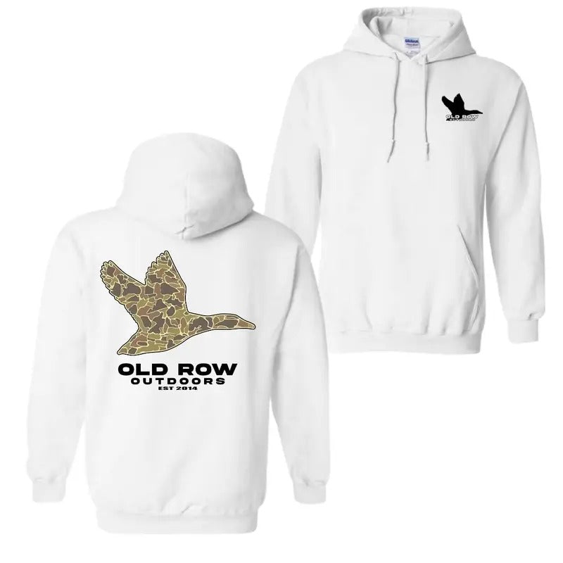 Old Row Outdoors Flying Duck Camo Pocket 2-Side, Outdoors Hoodie, Comfort Clothing, Cotton Fabric Hoodie T-Shirts, Sweatshirt