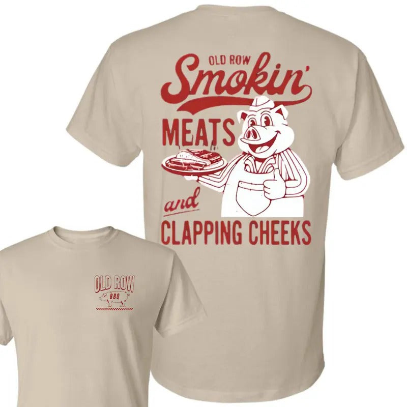 Old Row The Smokin' Meats Graphic 2 Sides T-Shirt - 2 Side T-Shirt For Men And Women Hoodie, Sweatshirt | WearSparks.com