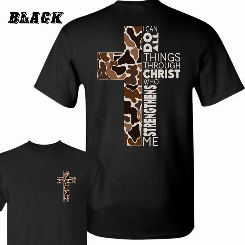 Old School Camo I Can Do All Things Through Christ T-Shirt Graphic Hoodie, Sweatshirt | WearSparks.com