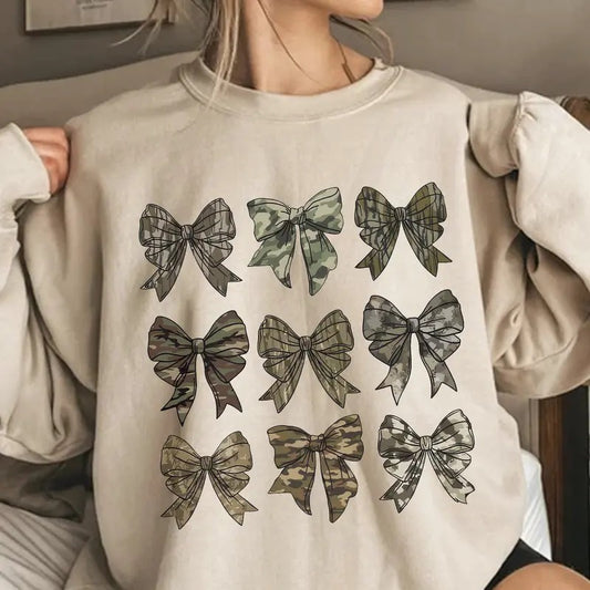 Old School Coquette Vintage Bows Sweater, Dove Season, Girls Camo Bow Tee, Hunting Coquette Bow, Full Sizes, Full Colors...