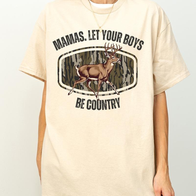 Old School Mamas Let Your Boy Be Country Camo Deer Shirt, Hunting Mama Tee, Camo Hunting Gift for Mama, Mother's Day Camo...