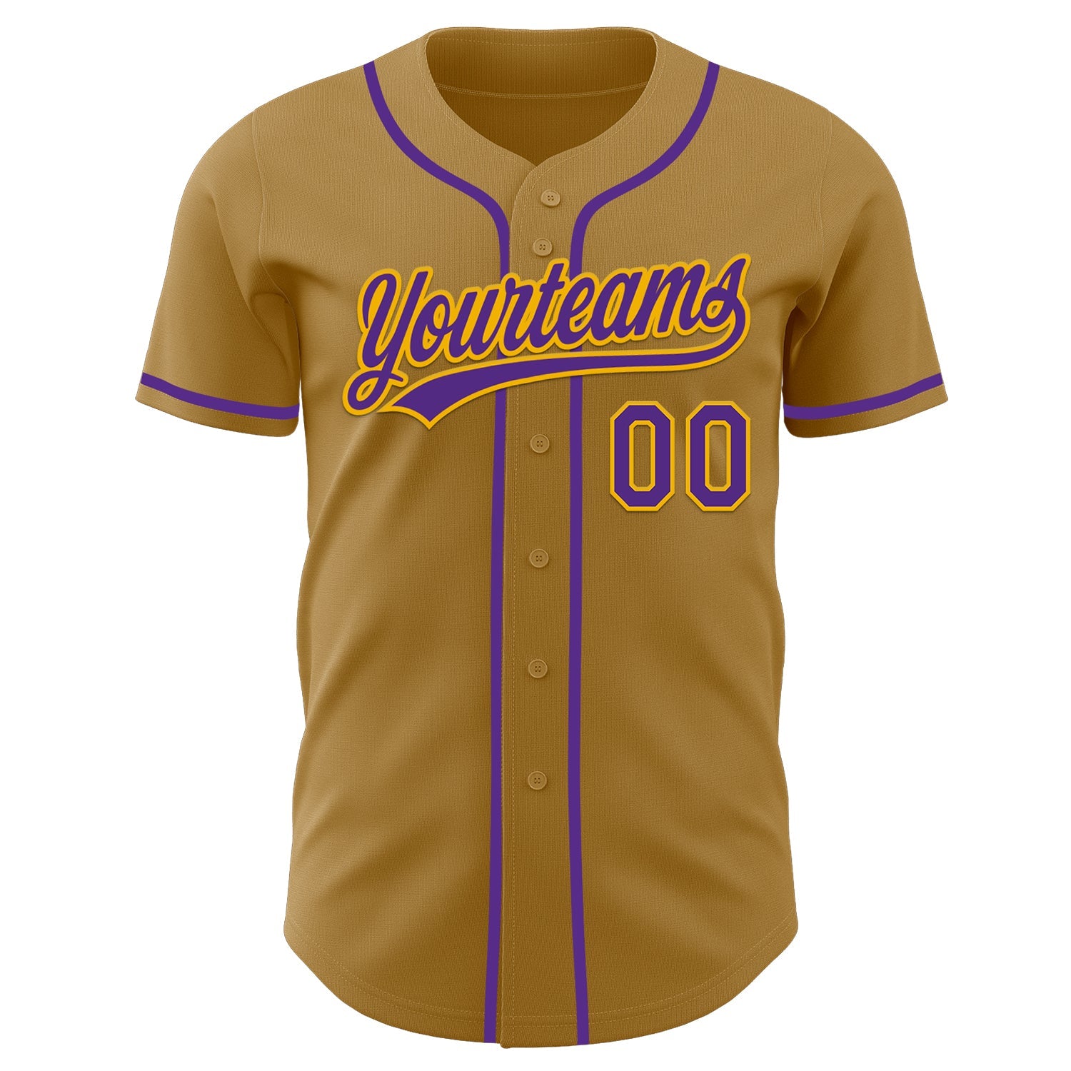 Custom Old Gold Purple-Gold Authentic Baseball Jersey