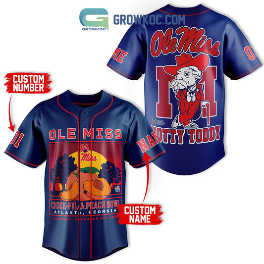 Ole Miss Rebel Chick-fil-APeach Bowl Personalized Baseball Jersey Navy