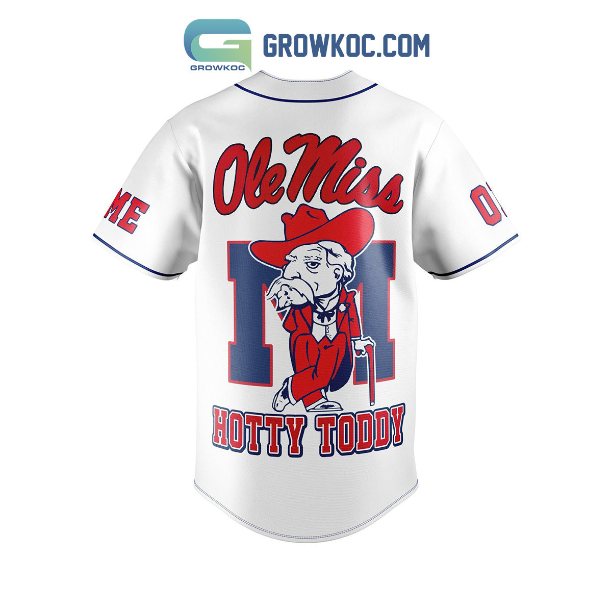 Ole Miss Rebel Chick-fil-APeach Bowl Personalized Baseball Jersey White