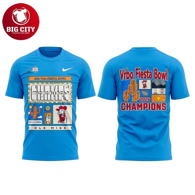Ole Miss Vrbo Fiesta Bowl Champion 2026 Blue Two Sided Shirt