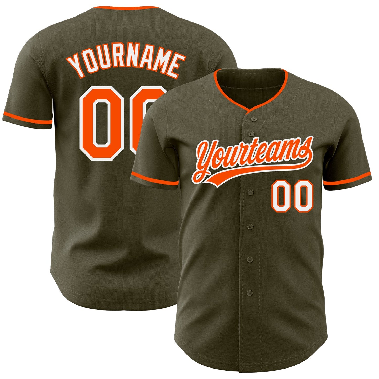 Custom Olive Orange-White Authentic Baseball Jersey