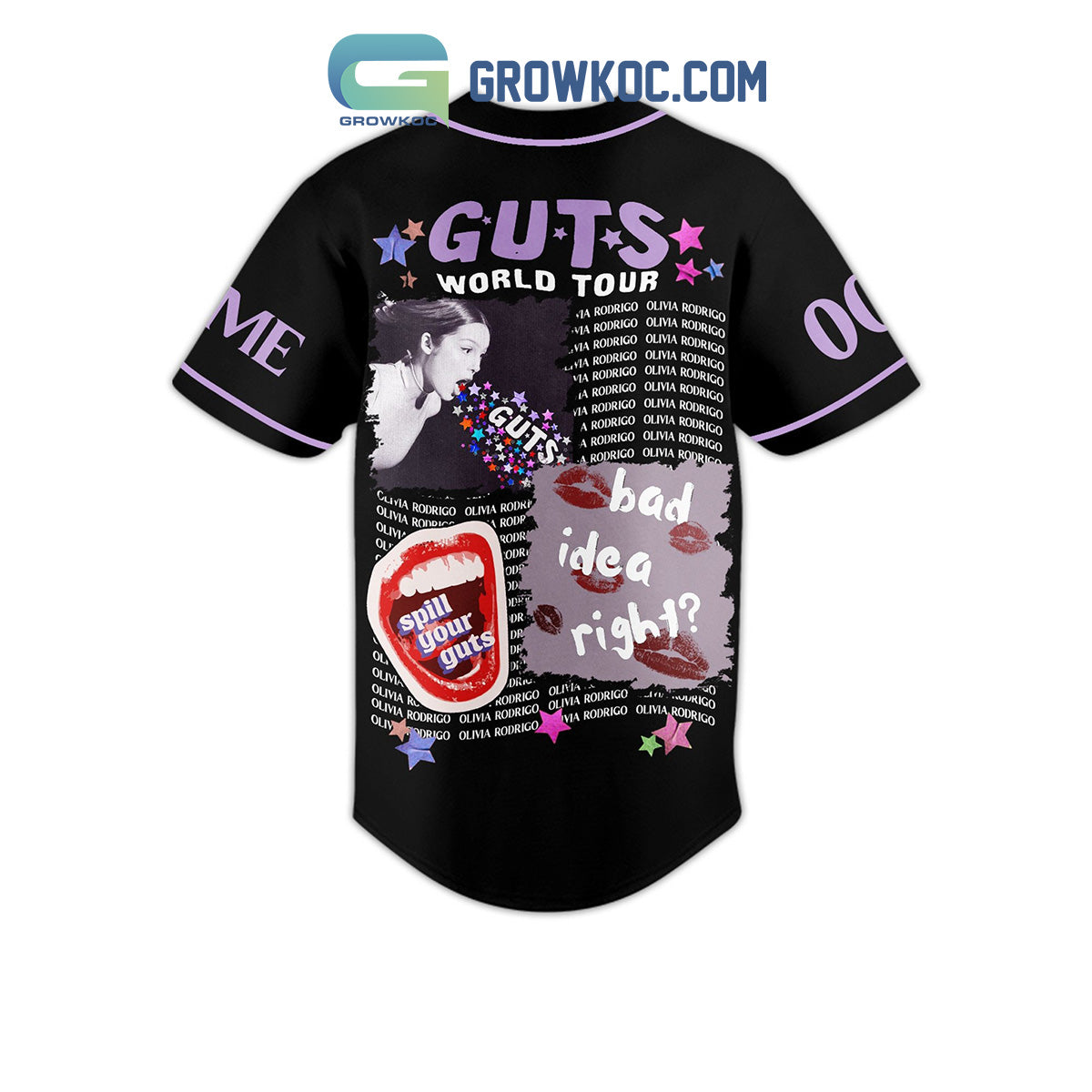 Olivia Rodrigo Guts World Tour Bad Idea Right Personalized Baseball Jersey