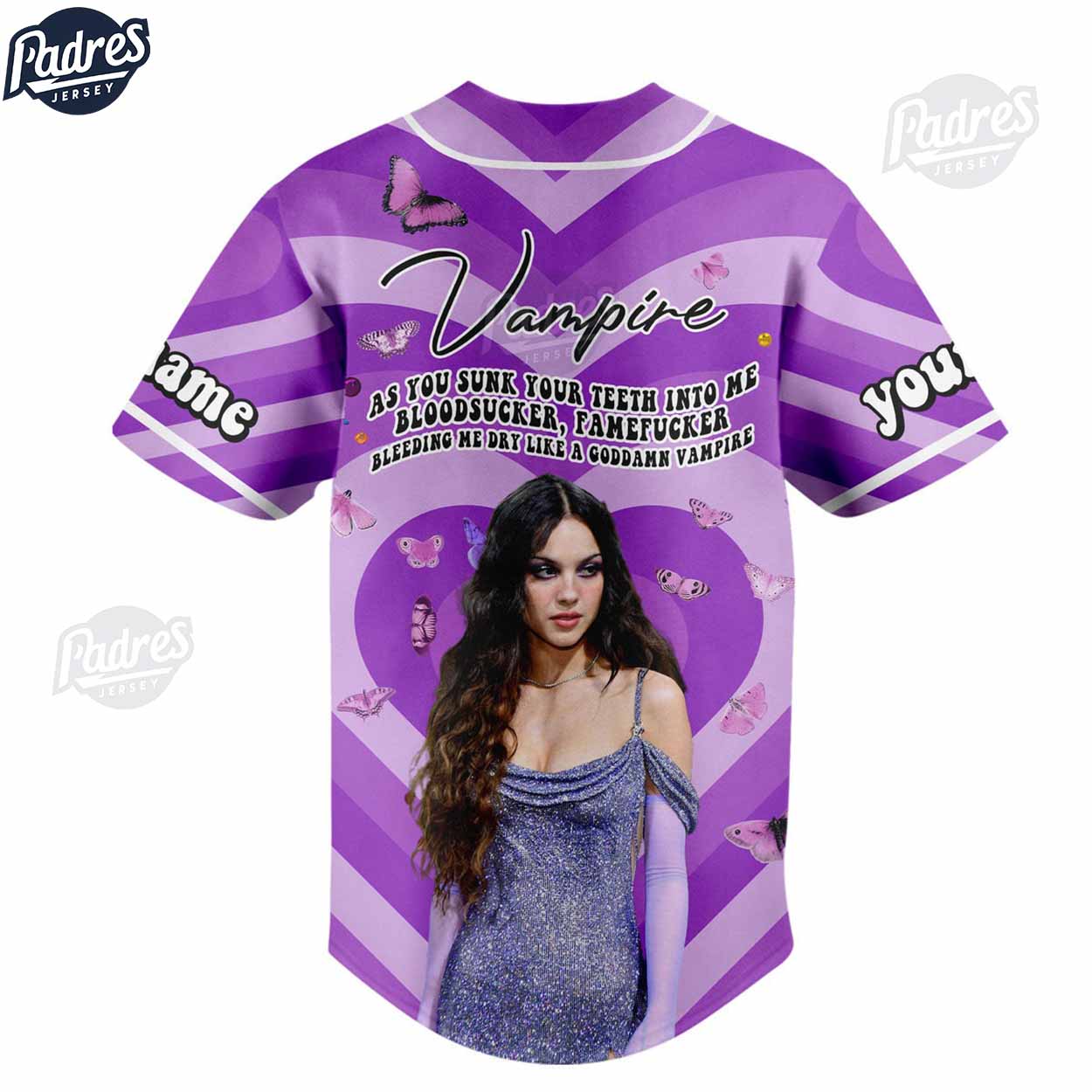 Olivia Rodrigo Vampire Custom Baseball Jersey Gifts - Padres Jersey Oasis: Elevate Your Baseball Style Game... (Image 2)