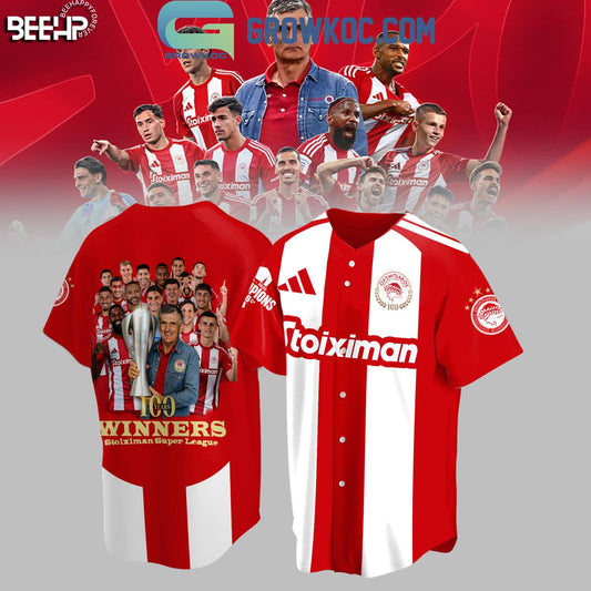 Olympiakos 100 Years Winners Stoiximan Super League Baseball Jersey