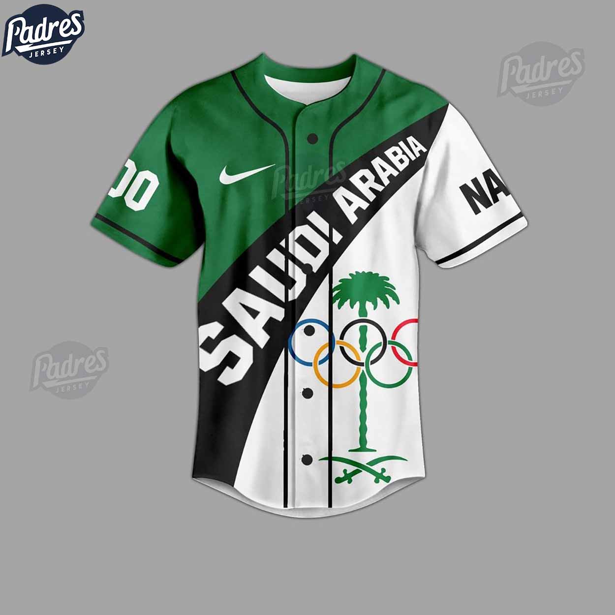 Olympic Paris Team Custom Saudi Arabia Baseball Jersey - Padres Jersey Oasis: Elevate Your Baseball Style Game... (Image 1)