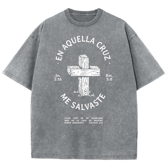 On That Cross Unisex Washed T-Shirt, Christian t shirts, Christian Jesus  t shirts, Vintage 90s Graphic Tee Gift Cotton...