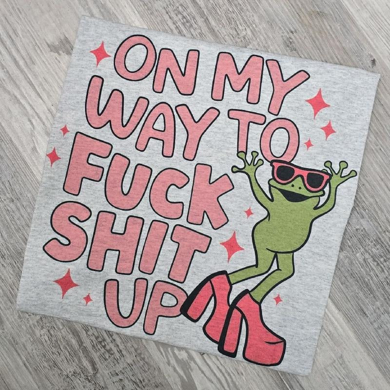 On my way funny frog, graphic tee or Sweatshirt Hoodie | WearSparks.com