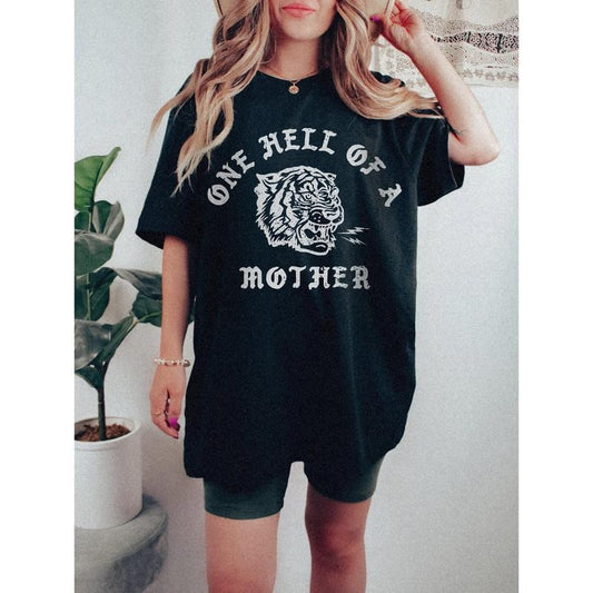 One Hell Of A Mother Tee Comfort Colors Retro Grunge Edgy Mom Shirt Mothers Day Gift New Mom Push Present Bonus Mom First...