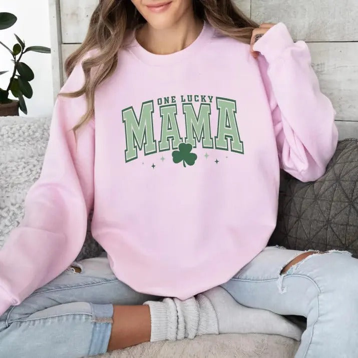 One Lucky Mama Sweatshirt, Lucky Mama Sweater, Lucky Mom Shirt, St. Patrick's Day Shirts for Mom, St. Patrick's Crewneck...