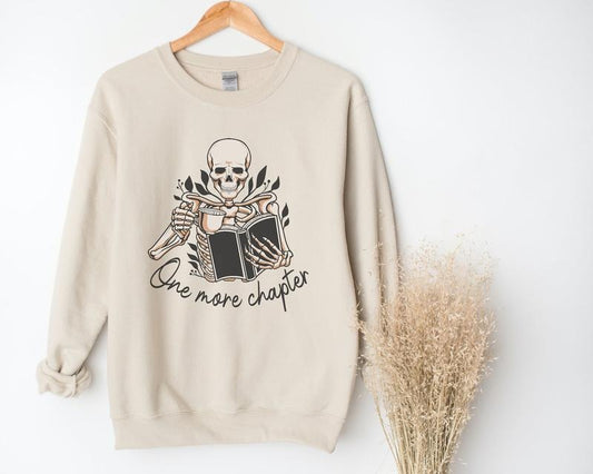 One More Chapter Skeleton Crewneck Sweatshirt Cute And Funny Book Lovers Reading Sweatshirt  sweater T-Shirts, Hoodie