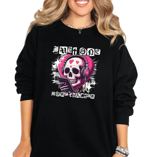 One More Chapter Skull with Headphones Crewneck Sweatshirt, T Shirt, Hoodie Grunge Aesthetic Pullover | Casual,...