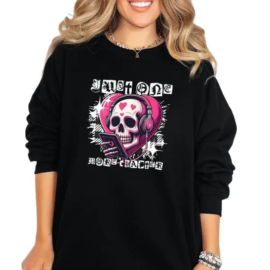 One More Chapter Skull with Headphones Crewneck Sweatshirt, T Shirt, Hoodie Grunge Aesthetic Pullover | Casual,...