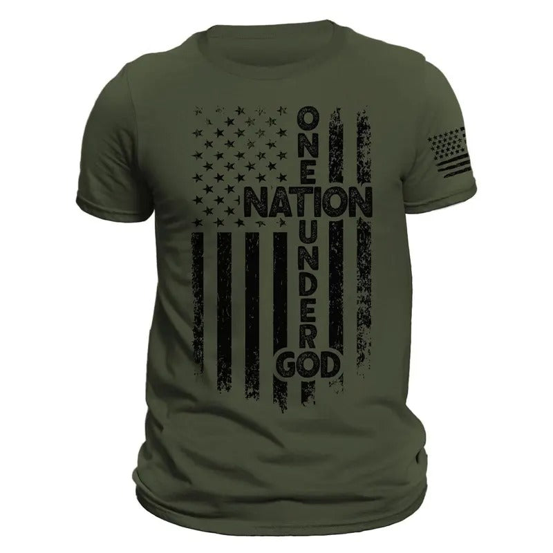 One Nation Under God American Vertical Flag Patriotic T-Shirt Casual Classic Hoodie, Sweatshirt | WearSparks.com