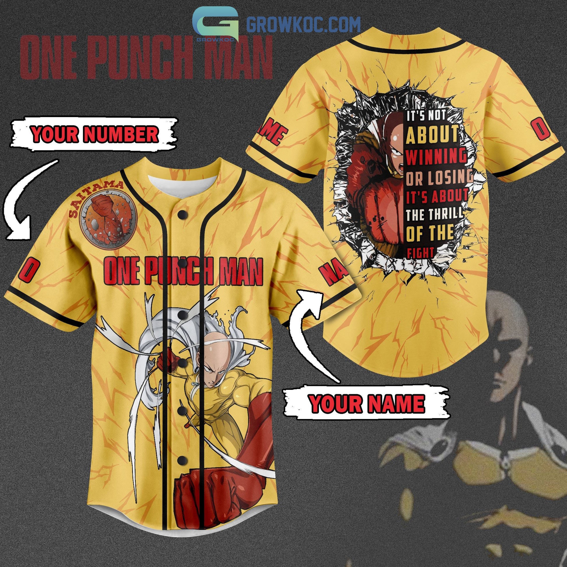 One Punch Man Saitama Personalized Baseball Jersey