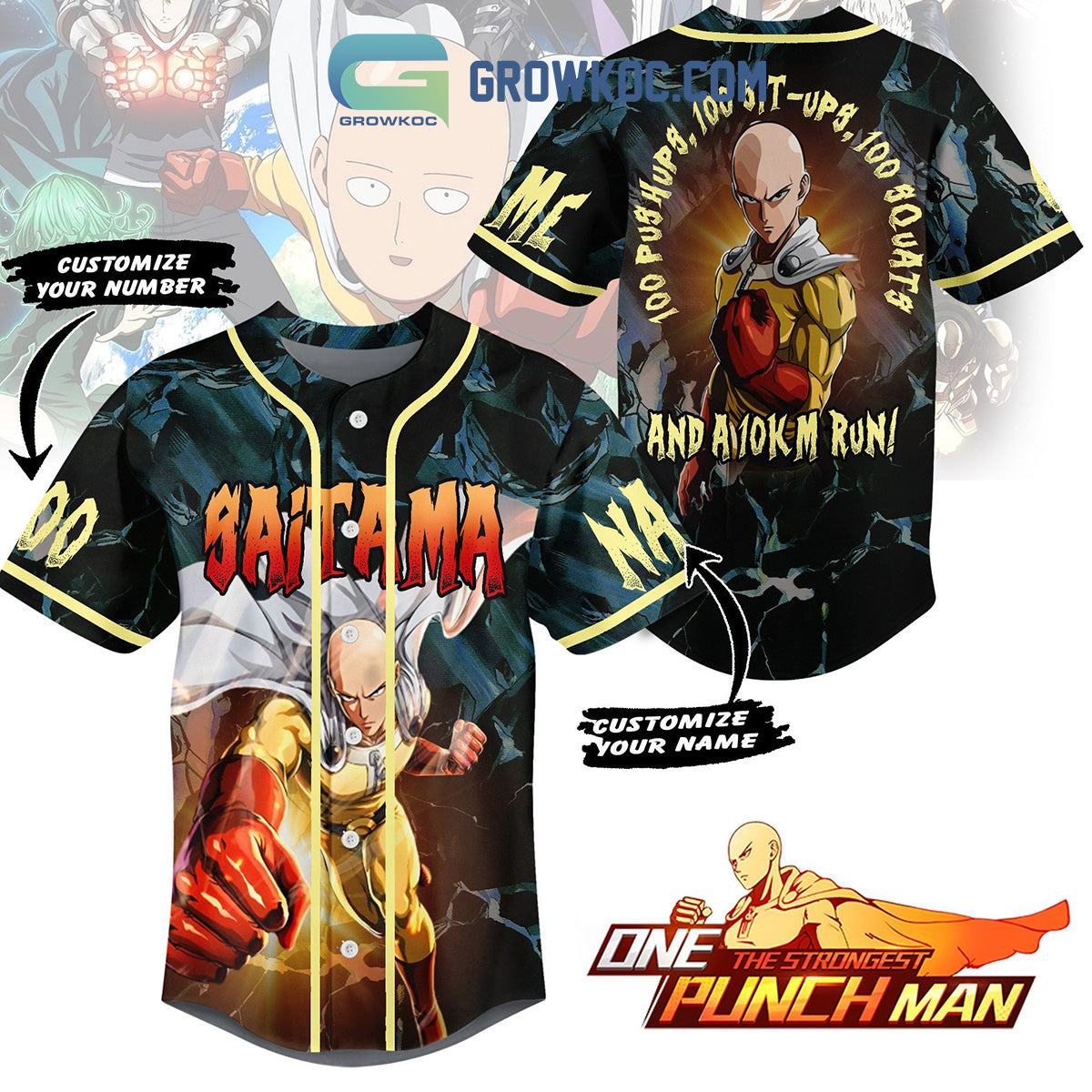 One Punch Man The Strongest Man Saitama Personalized Baseball Jersey