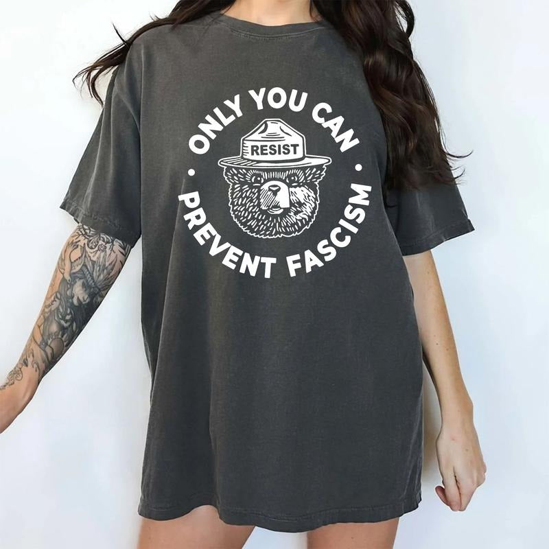 Only You Can Prevent Fascism Comfort Colors Shirt, National Park Bear T-shirt, Subtle FDT Graphic Tee, Subtle 8647...