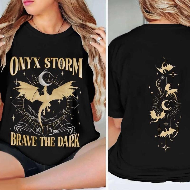 Onyx Storm Brave The Dark Hoodie, Fly Or Die,Dragon Rider Tshirt, Fourth Wing Series, Dragon Book Lovers Sweatshirt,...
