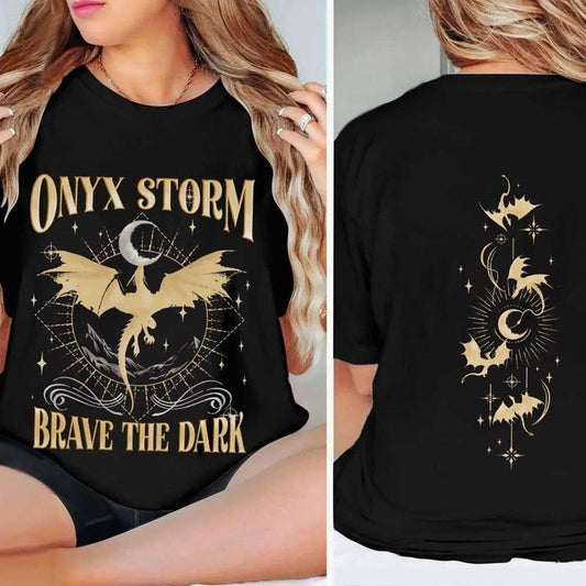 Onyx Storm Brave The Dark Hoodie, Fly Or Die,Dragon Rider Tshirt, Fourth Wing Series, Dragon Book Lovers Sweatshirt,...