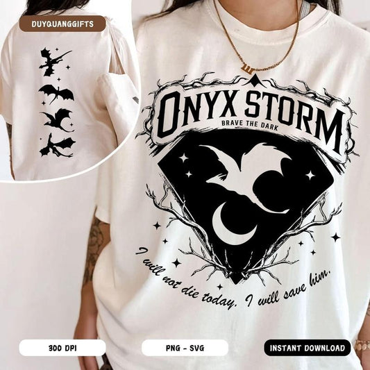 Onyx Storm Brave The Dark Shirt, Fourth Wing Series Shirt For Fan, Sorrengail Dragon Rider Shirt, Gift For Book Lover,...