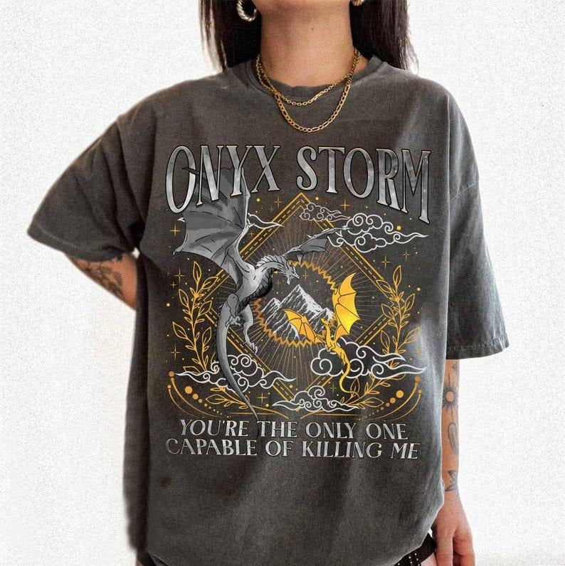 Onyx Storm Brave the Dark T-Shirt, Xaden Riorson Shirt, Fourth Wing Shirt, Violet Sorrengail Dragon Rider, Gift for Book...