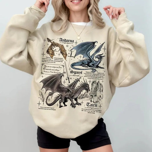Onyx Storm Sweatshirt, Fourth Wing Hoodie Dragons Tairn Andarna Dragon Rider Basgiath War College Bookish Gift for...