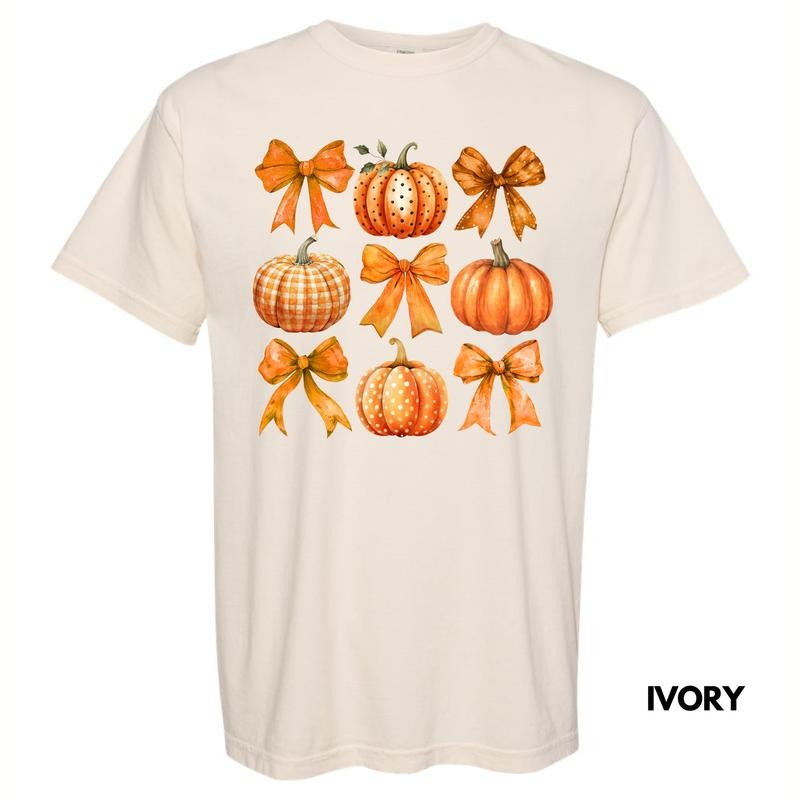 Orange Pumpkin & Bow Collage Comfort Colors T-Shirt 'NLB' Hoodie, Sweatshirt | WearSparks.com