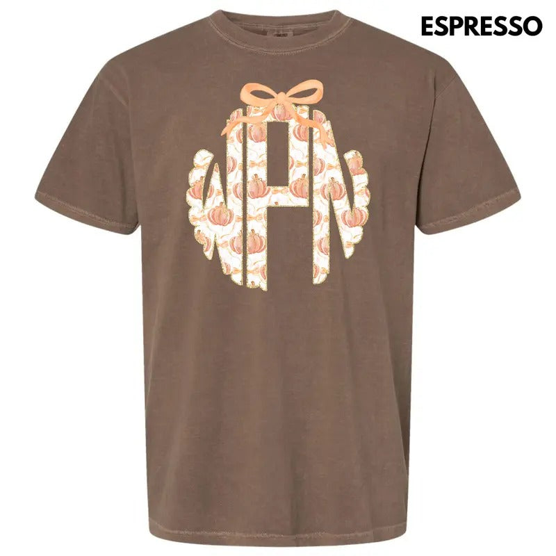 Orange Pumpkin Monogram Comfort Colors T-Shirt 'NLB' Hoodie, Sweatshirt | WearSparks.com