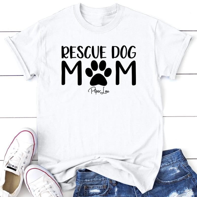 Rescue Dog Mom Apparel, Proudly Printed In The USA, Tee / Tank / V Neck Gray / White / Blue / Hot Pink / Orange, #sassy...