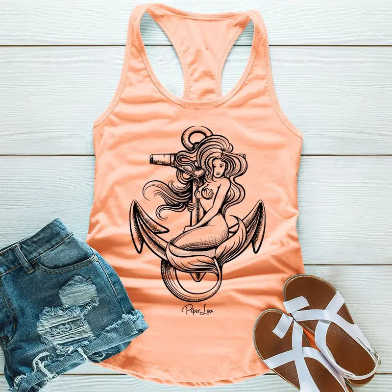 Mermaid Anchor Apparel, Proudly Printed In The USA, Tee / Tank / V Neck Gray / White / Blue / Hot Pink / Orange, #sassy...