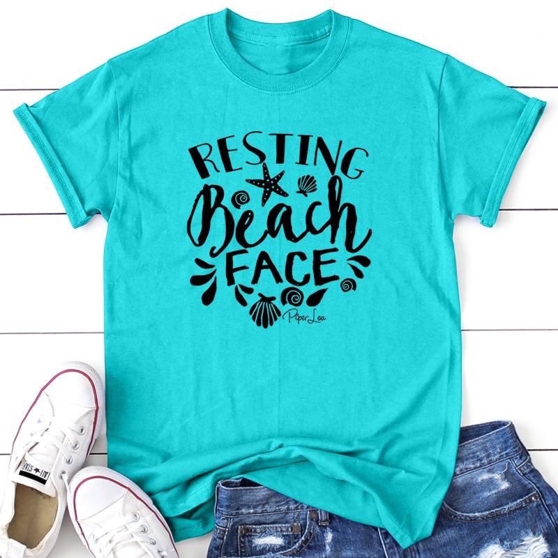 Resting Beach Face Apparel, Proudly Printed In The USA, Tee / Tank / V Neck Gray / White / Blue / Hot Pink / Orange,...