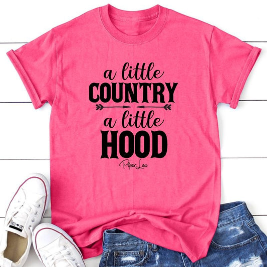 A Little Country A Little Hood Apparel, Proudly Printed In The USA, Tee / Tank / V Neck Gray / White / Blue / Hot Pink /...