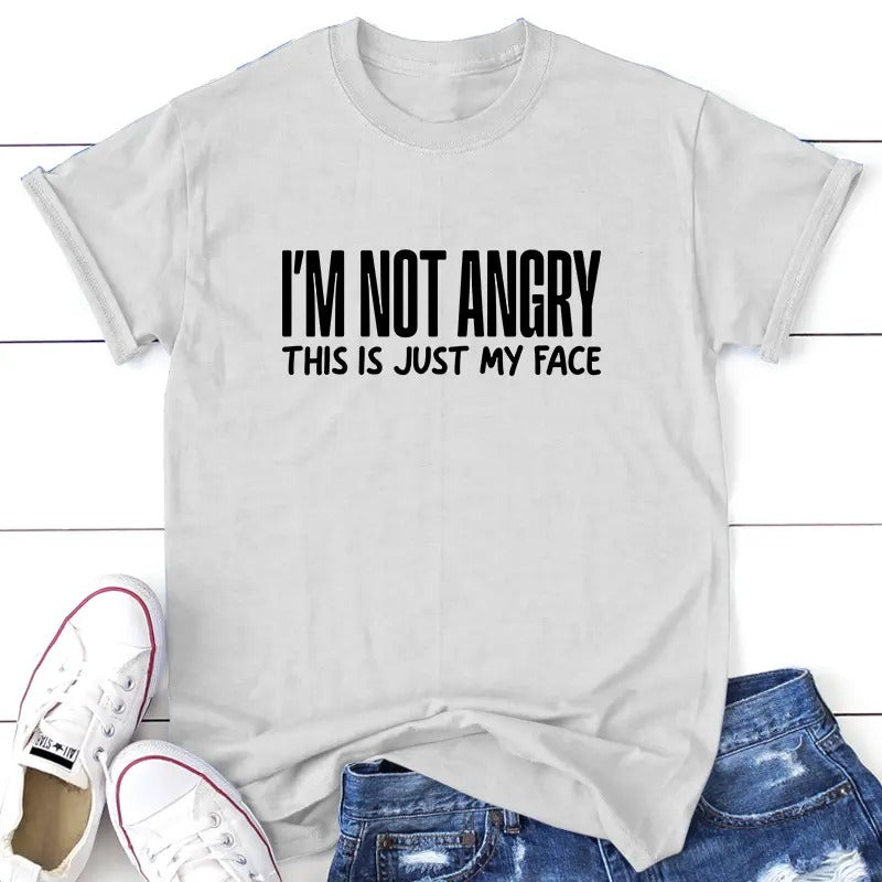 I'm Not Angry Apparel, Proudly Printed In The USA, Tee, Gray / White / Blue / Orange, #sassy #cute Hoodie, Sweatshirt