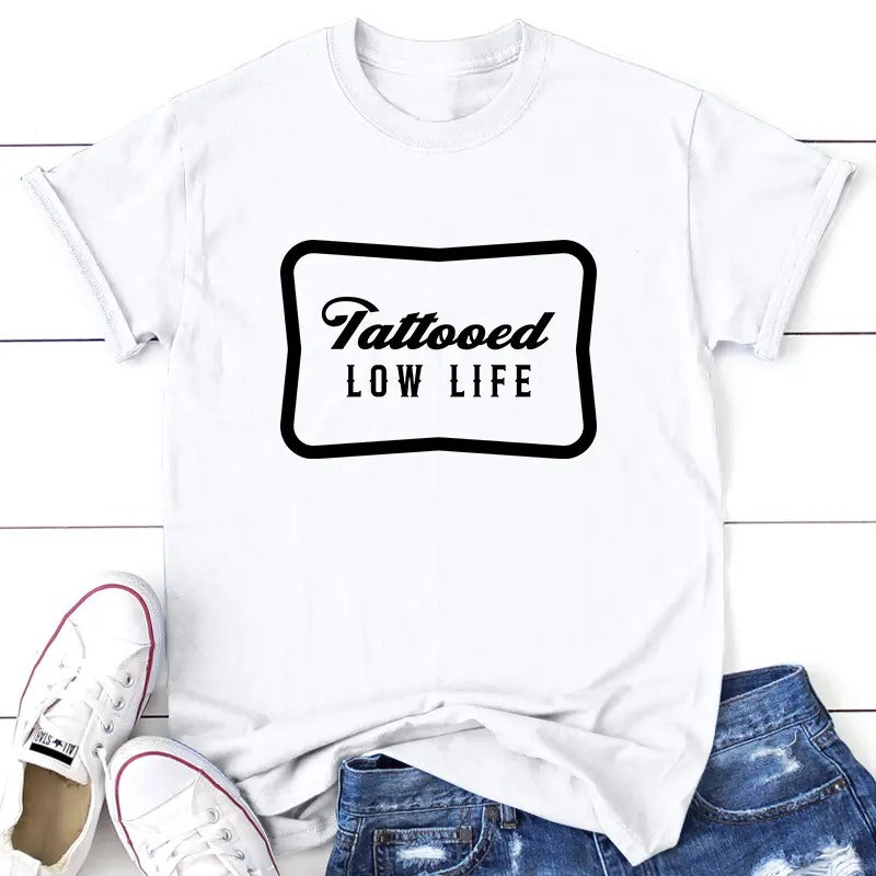 Tattooed Low Life Apparel, Proudly Printed In The USA, Tee, Gray / White / Blue / Orange, #sassy #cute Hoodie, Sweatshirt