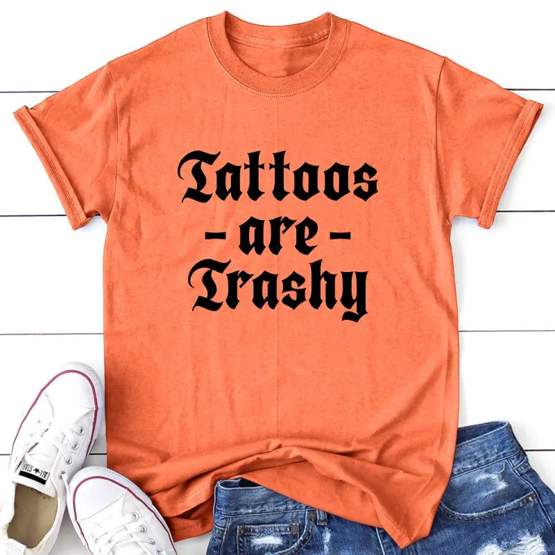Tattoos Are Trashy Apparel, Proudly Printed In The USA, Tee, Gray / White / Blue / Orange, #sassy #cute Hoodie, Sweatshirt