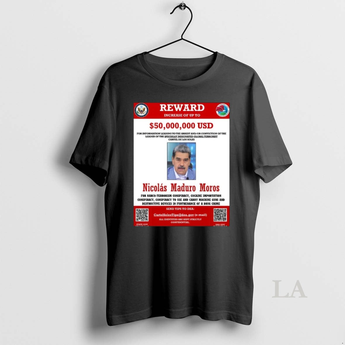 Original 2026 Wanted Nicolas Maduro Moros Reward 50 Million Usd Dea State Dept T-Shirts, Hoodie, Sweatshirt | WearSparks.com