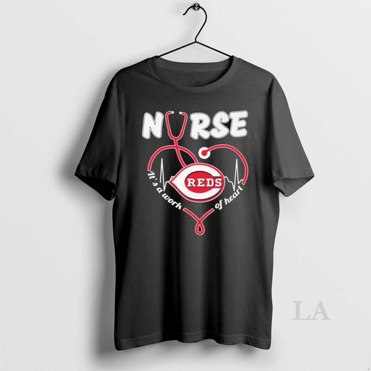 Original Cincinnati Reds Nurse Its A Work Of Heart Stethoscope Shirts