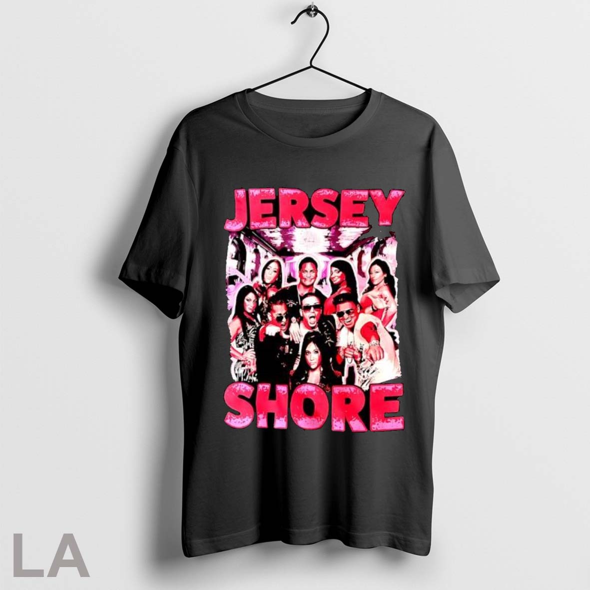 Original Jersey Shore Cast Group Photo With Pink Glitter Text